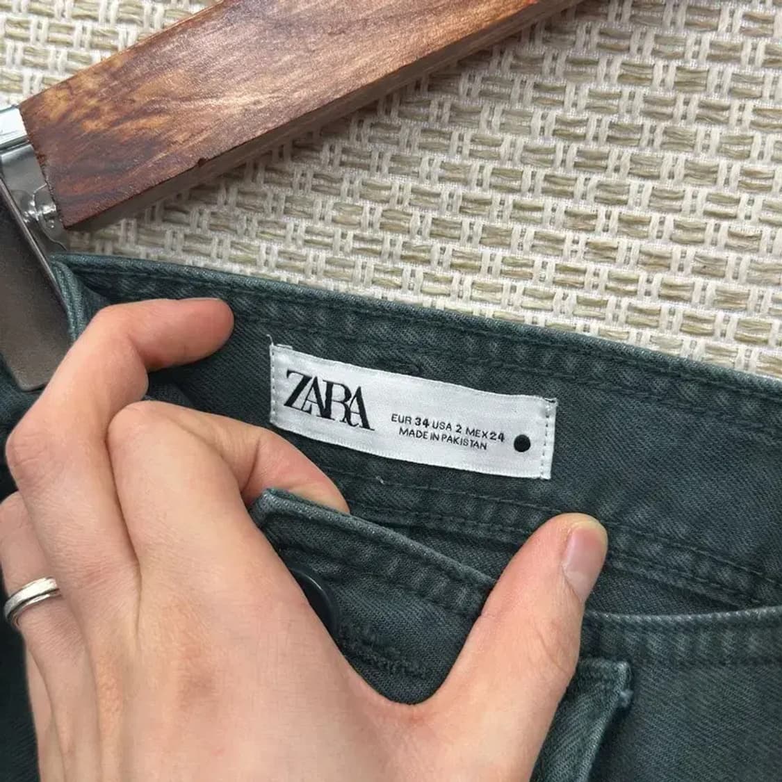 자라 ZARA 캐주얼 컷팅 와이드핏 그린 청바지 24인치 A01999 상품이미지3
