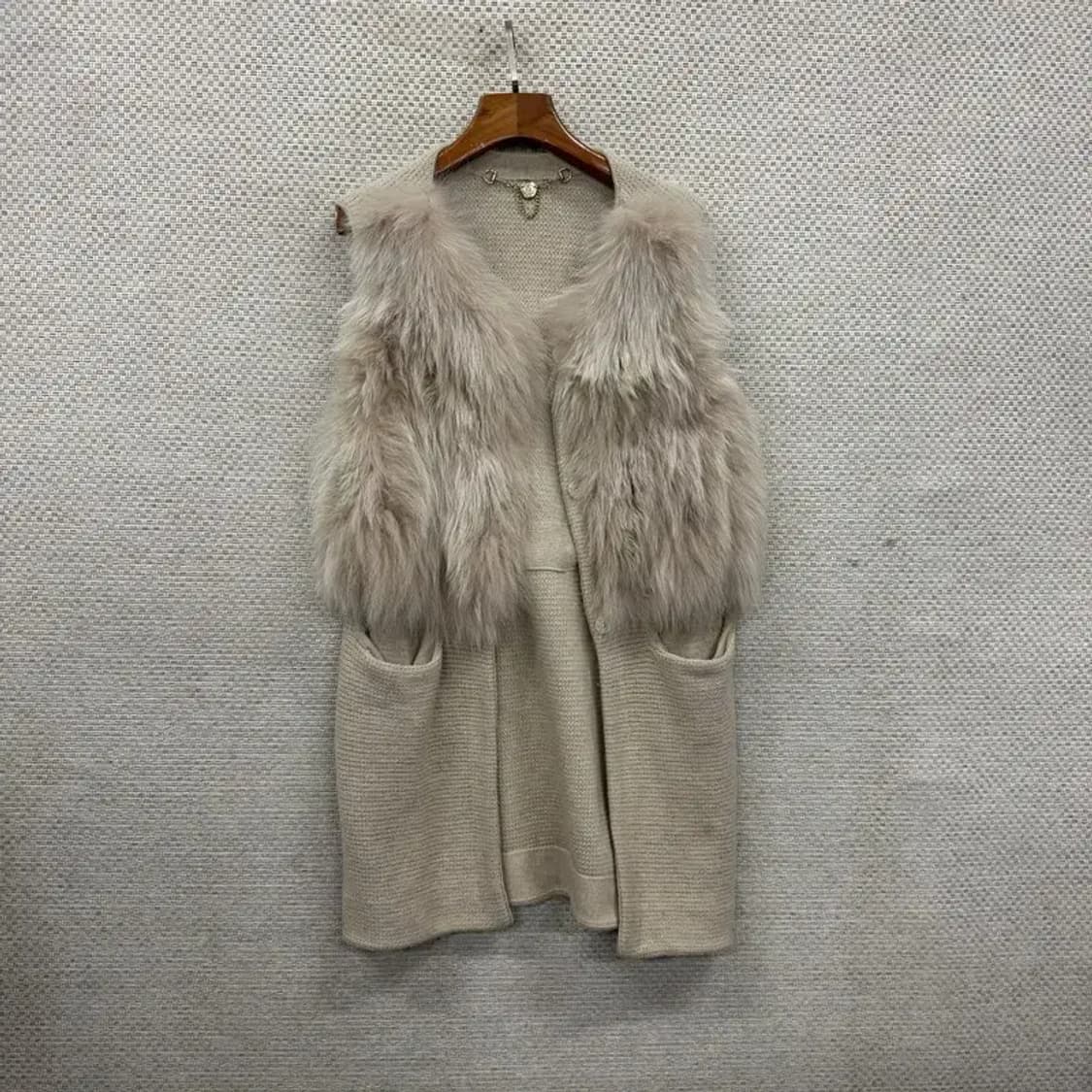 LESHOP 르샵 여우퍼 울 조끼 니트 가디건 베스트 55 A02060 상품이미지1