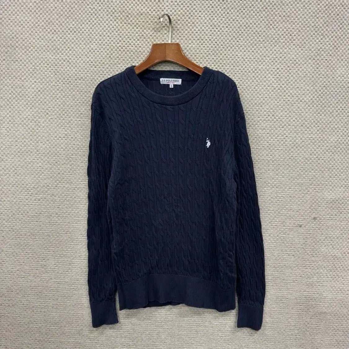 US폴로 캐주얼 자수로고 꽈배기 니트 105 A02142 상품이미지1