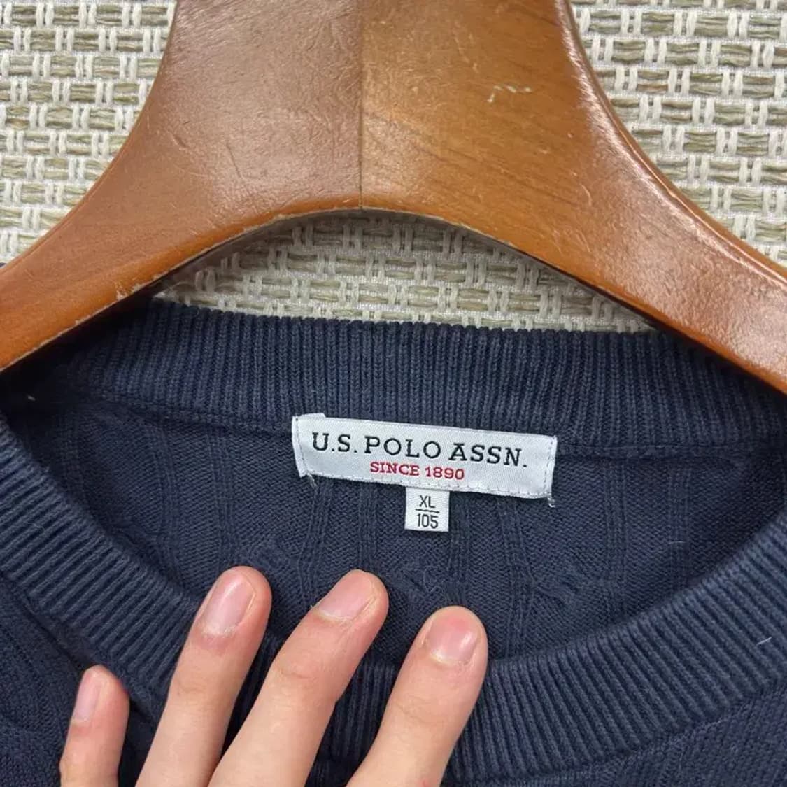 US폴로 캐주얼 자수로고 꽈배기 니트 105 A02142 상품이미지3