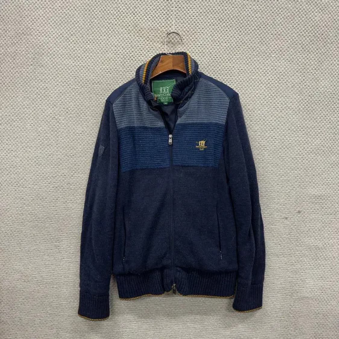 헨리코튼 골프 자수로고 방풍 울 니트 집업 가디건 100 A02384 상품이미지1