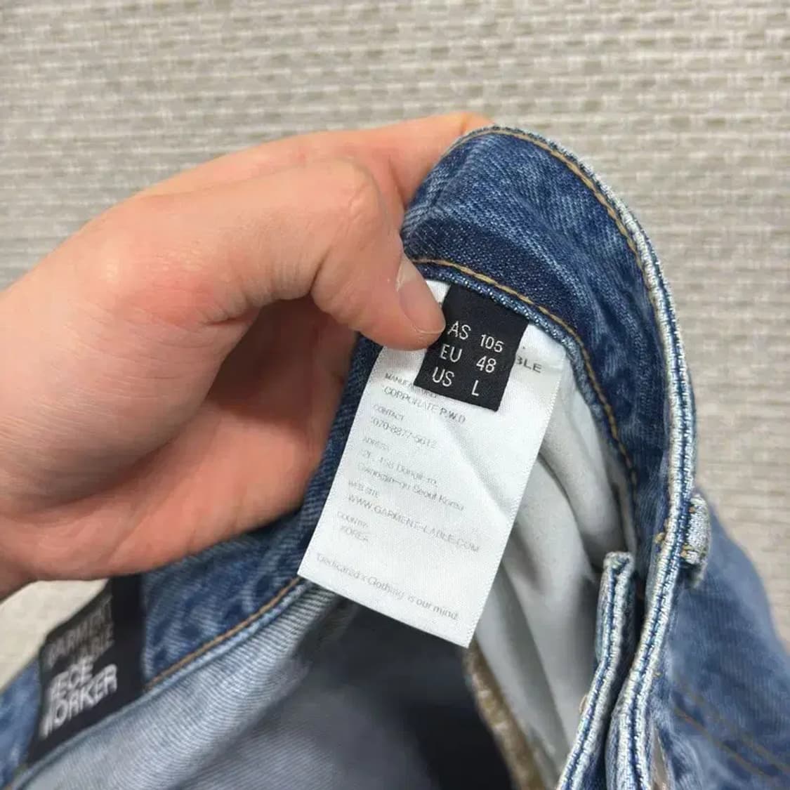가먼트레이블 피스워커 캐주얼 데님 청바지 L A02396 상품이미지5