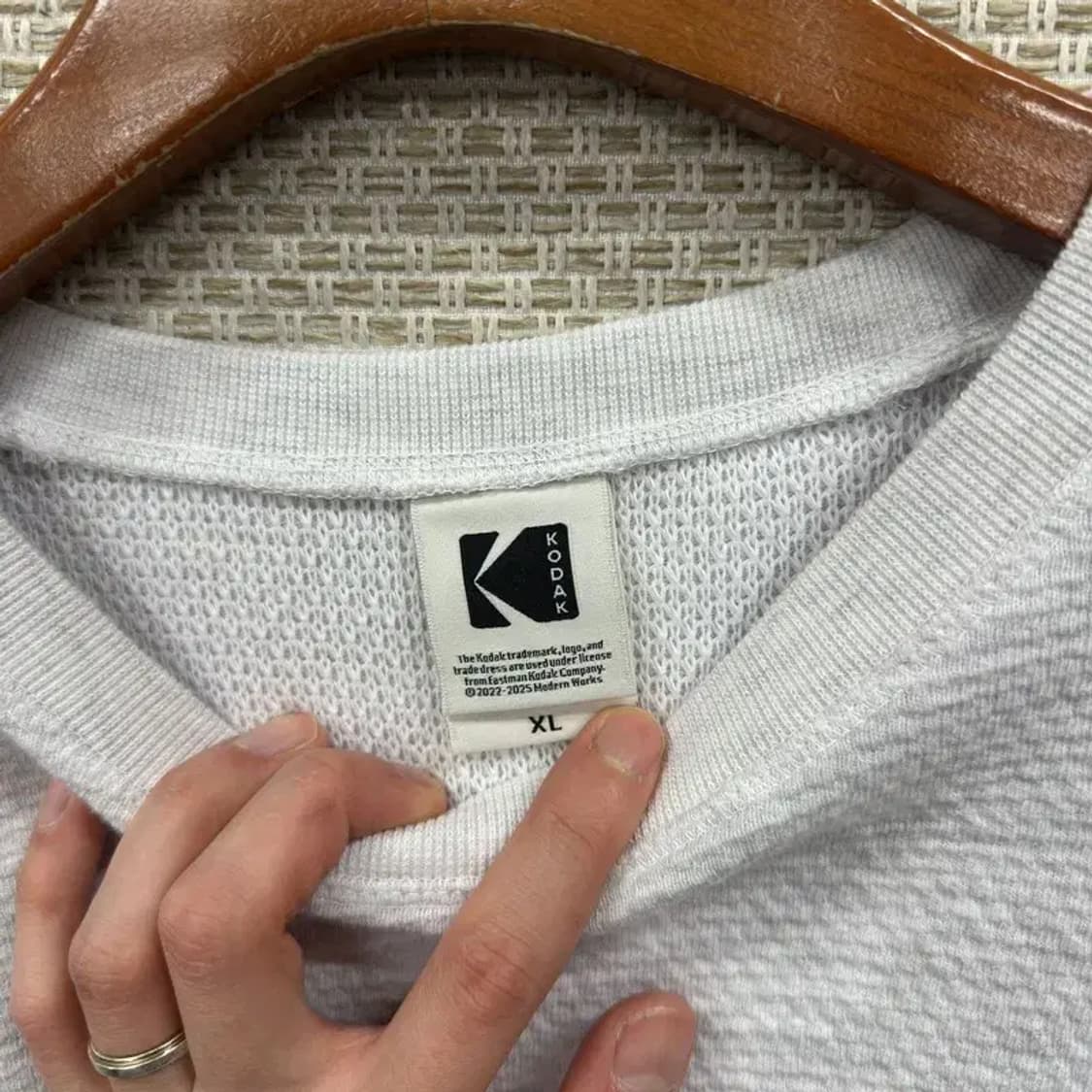 코닥 캐주얼 자수로고 와플 슬리브 맨투맨 XL A02445 상품이미지3