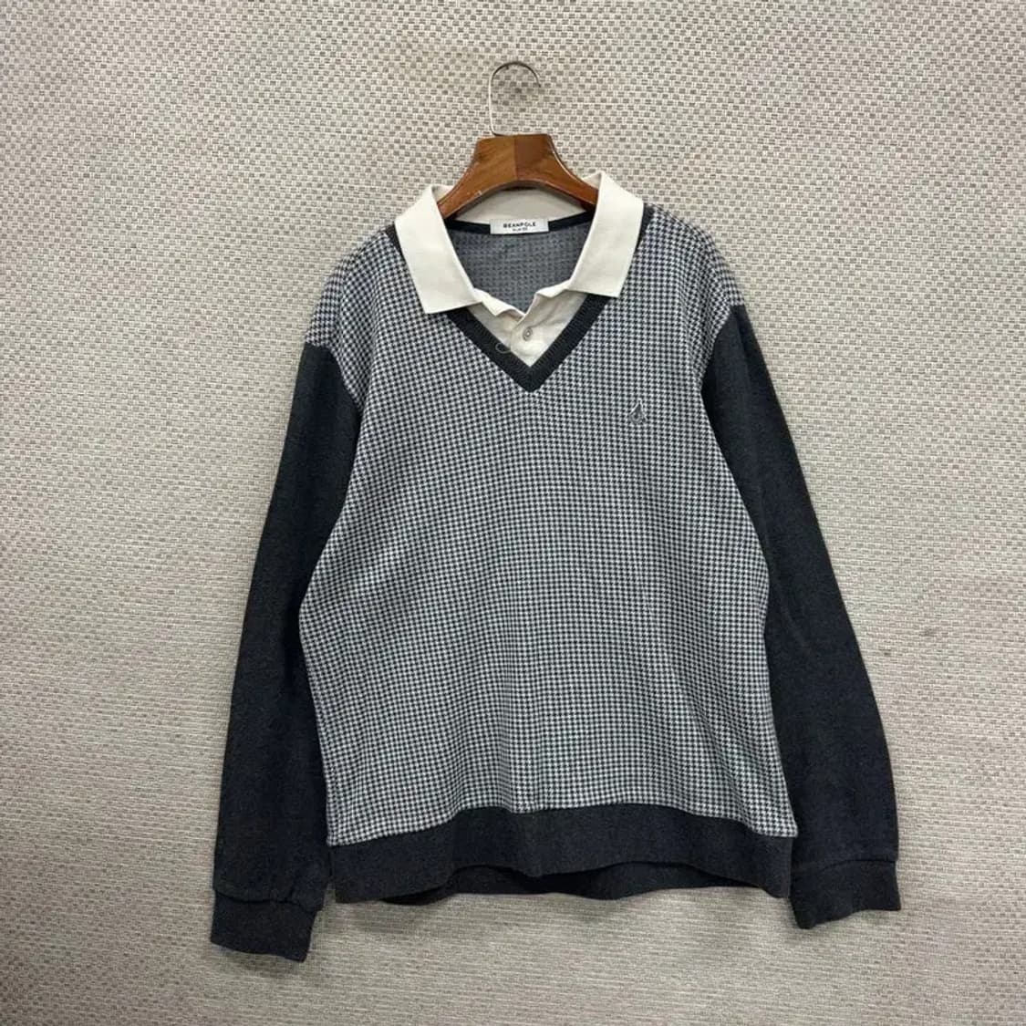 빈폴 캐주얼 레이어드카라 슬림핏 긴팔카라티 니트 105 A02448 상품이미지1