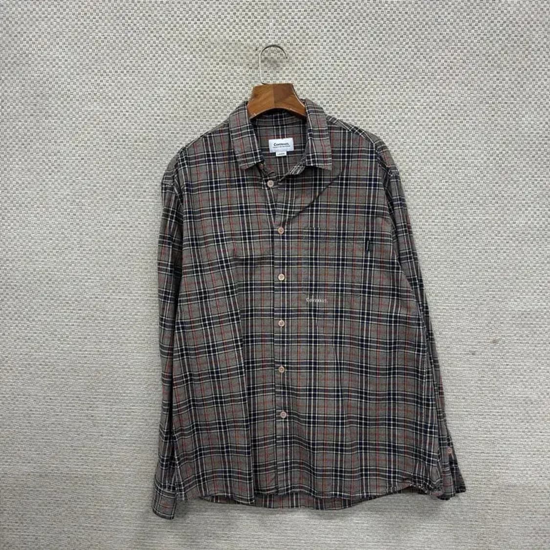 커버낫 캐주얼 자수로고 체크 긴팔 셔츠 L A02537 상품이미지1