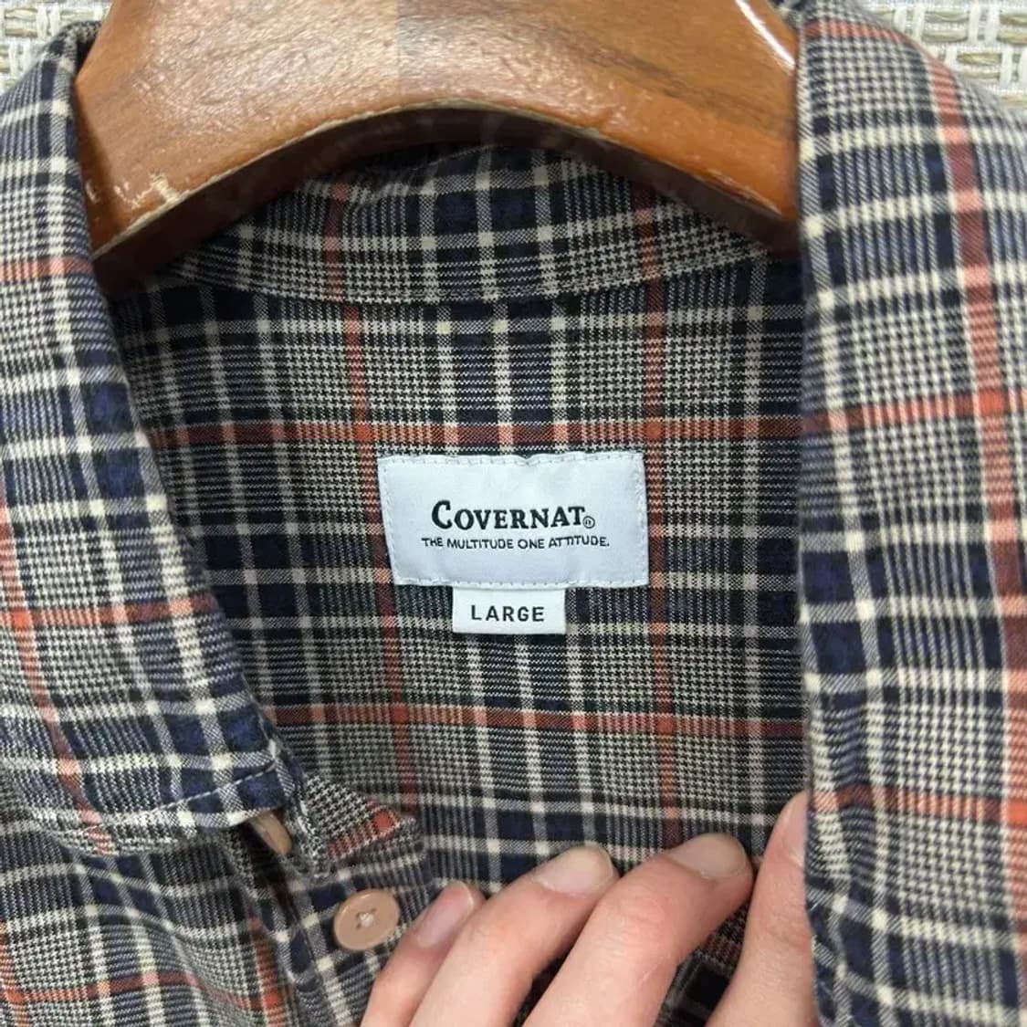 커버낫 캐주얼 자수로고 체크 긴팔 셔츠 L A02537 상품이미지3