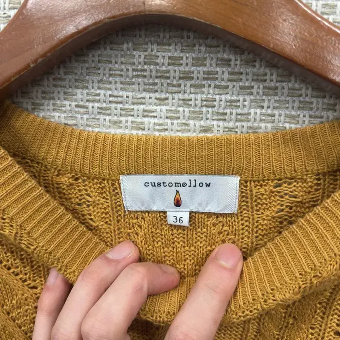 커스텀멜로우 캐주얼 케이블 배색 울 니트 스웨터 95 A02605 상품이미지3