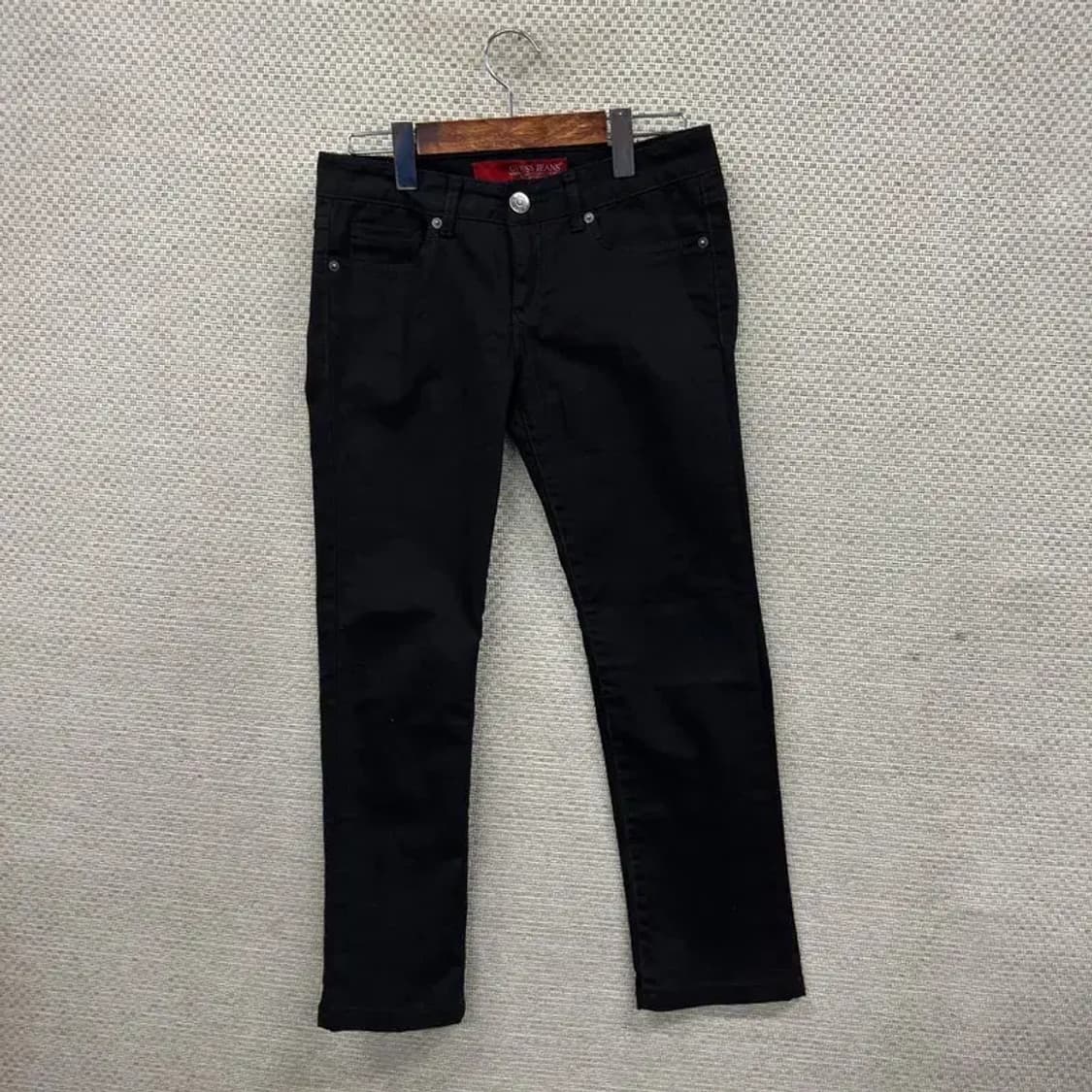 게스 로고 블랙진 스판 데님 흑청바지 26인치 A02802 상품이미지1