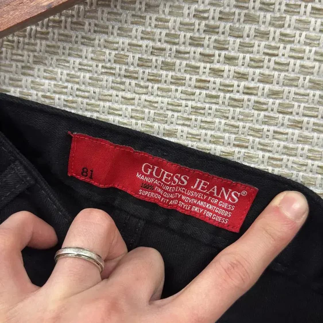 게스 로고 블랙진 스판 데님 흑청바지 26인치 A02802 상품이미지4