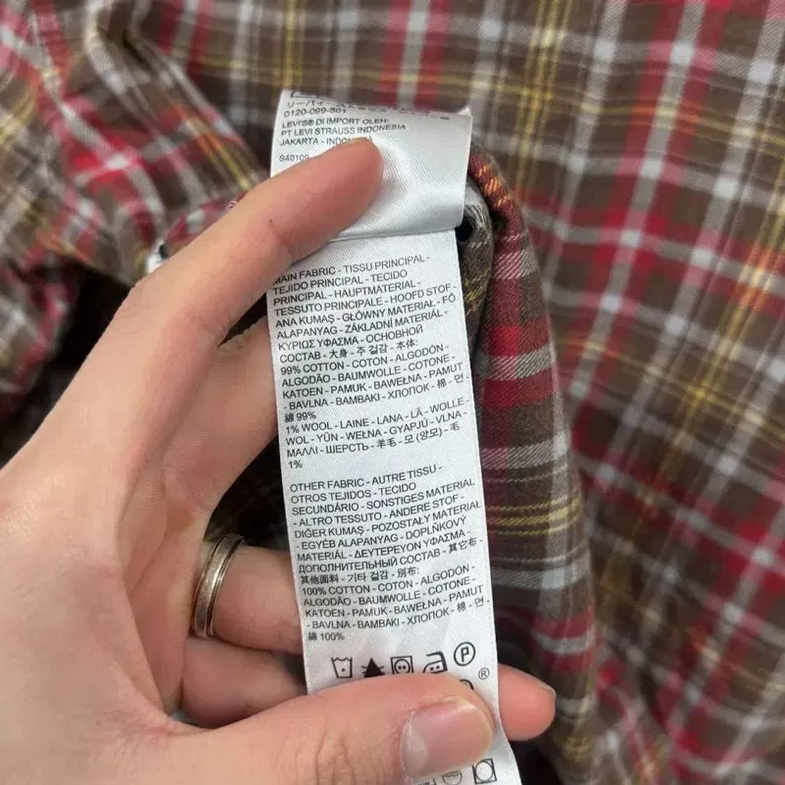 리바이스 올드스쿨 슬림핏 체크 긴팔 셔츠 S A02865 상품이미지4