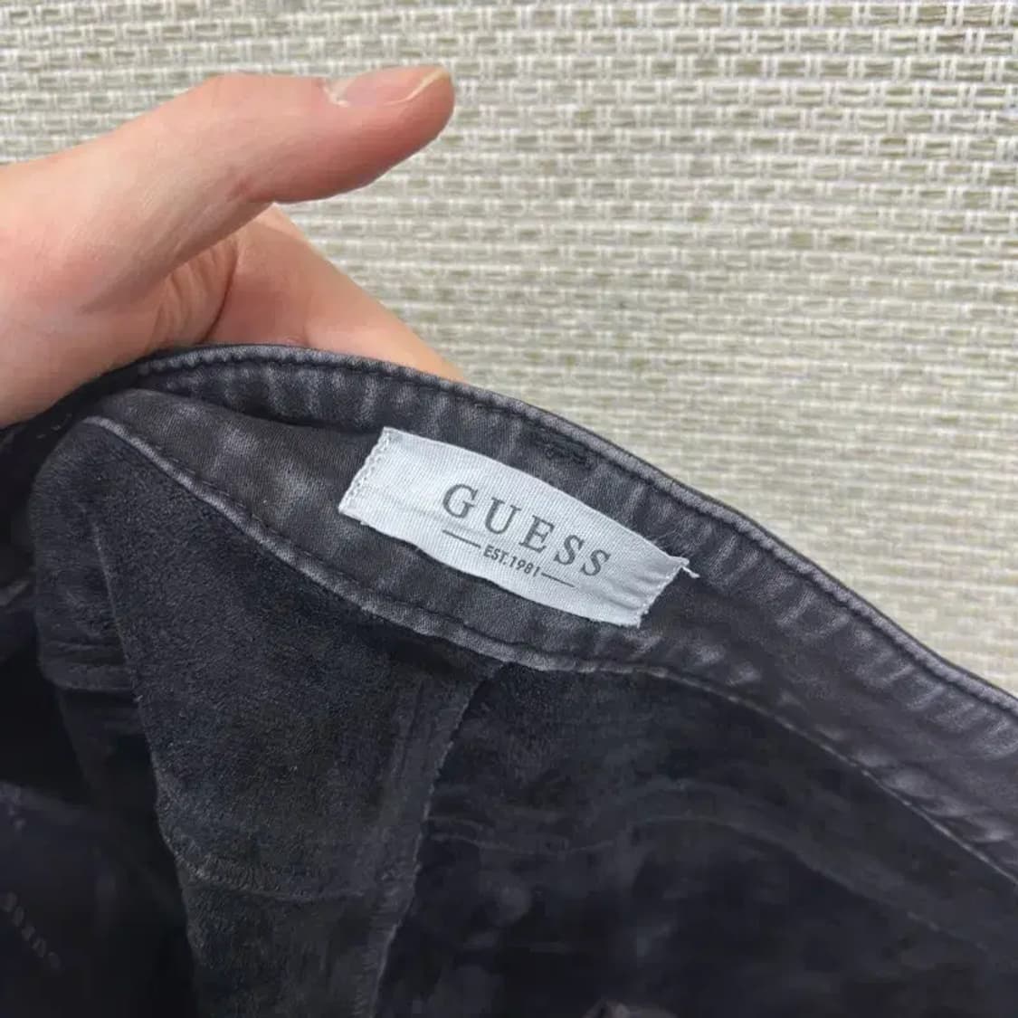 게스 로고 약기모 블랙진 스판 흑청바지 33인치 A02960 상품이미지4