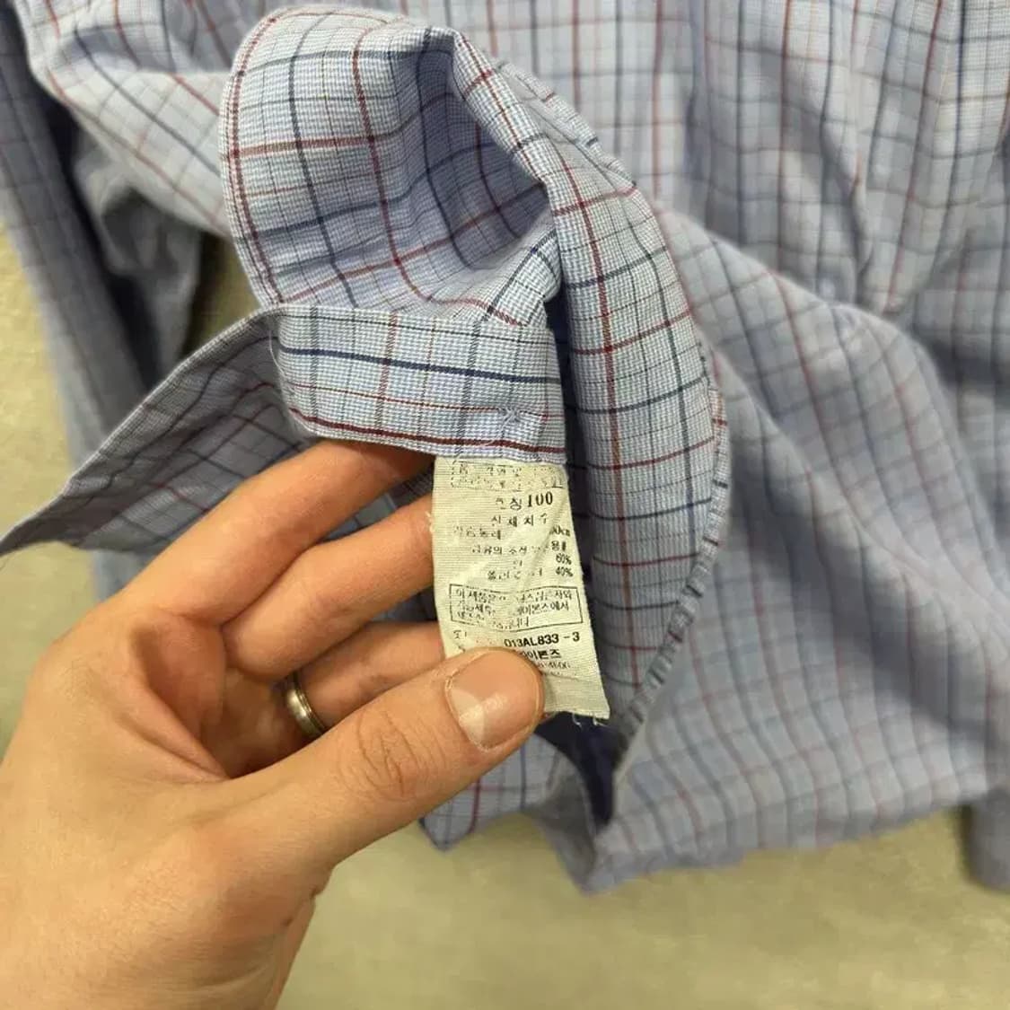 닥스 캐주얼 자수로고 긴팔 체크 셔츠 100 A03012 상품이미지4