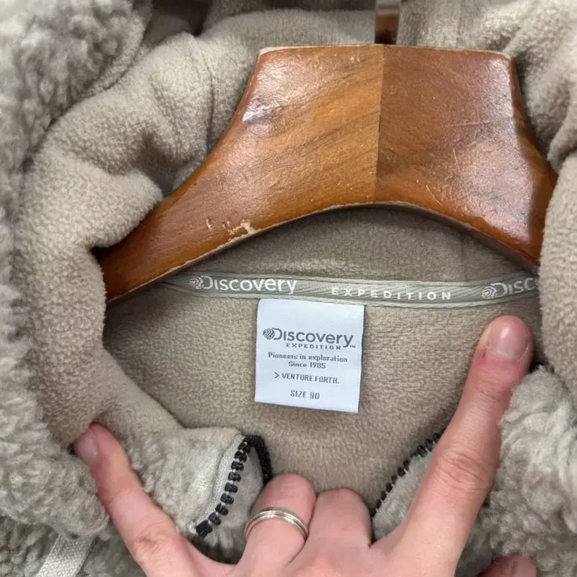 디스커버리 자수로고 양털 플리스 후리스 후드집업 90 A03105 상품이미지3