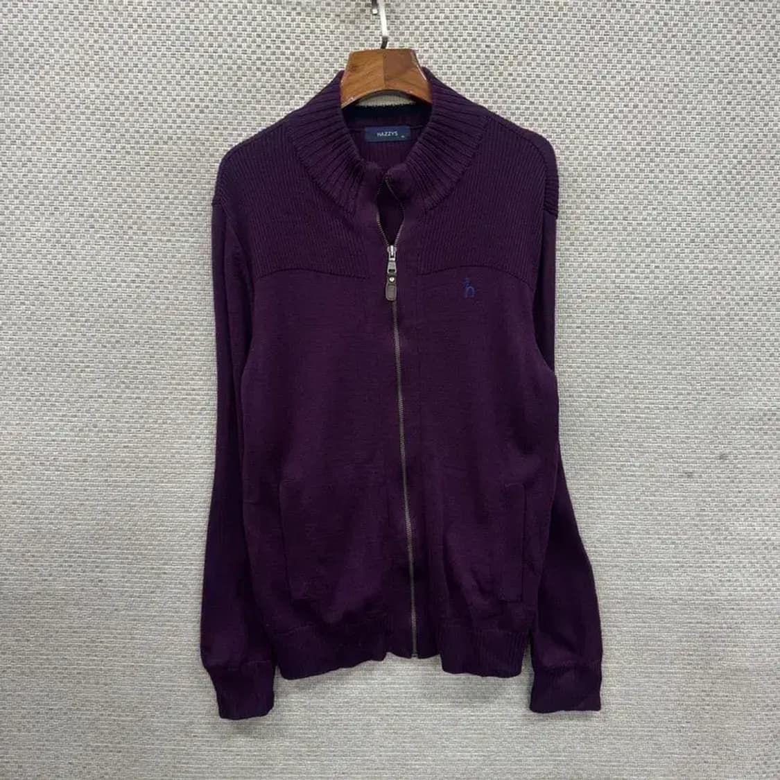 헤지스 캐주얼 자수로고 울 니트 집업 가디건 95 A03167 상품이미지1