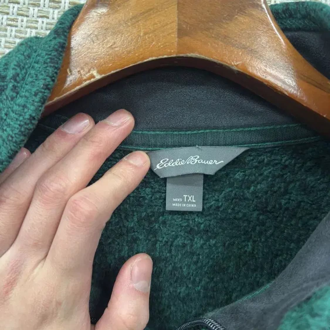 에디바우어 캐주얼 자수로고 플리스 반집업 맨투맨 XL A03169 상품이미지3