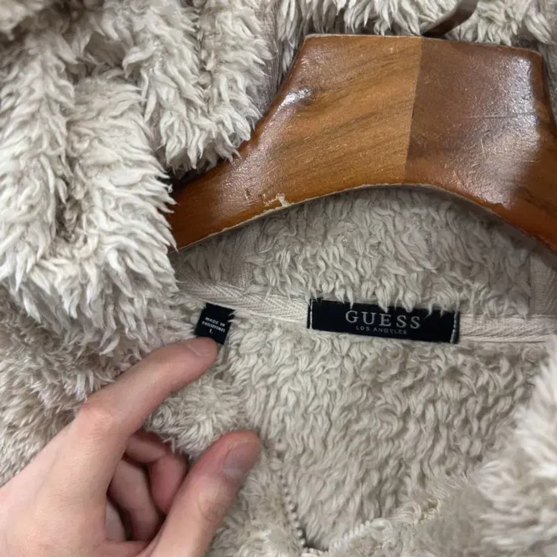 게스 캐주얼 프린팅로고 양털 플리스 후리스 후드집업 L A03264 상품이미지3