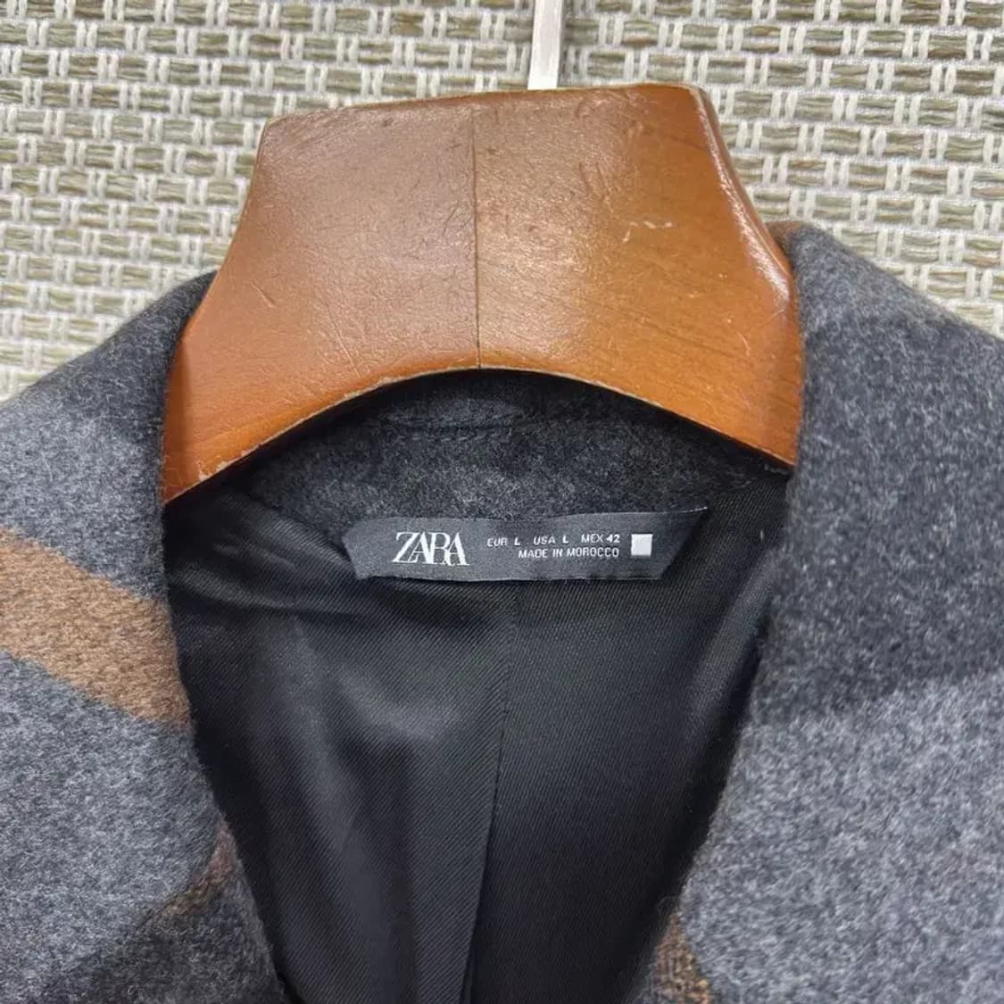 자라 ZARA 캐주얼 체크 울 롱 코트 L A03334 상품이미지3