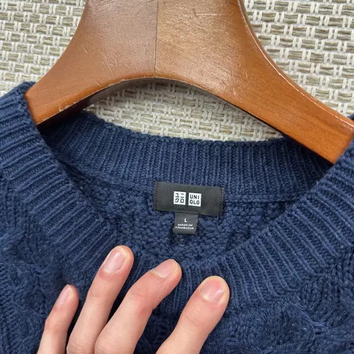 유니클로 캐주얼 울 꽈배기 니트 스웨터 L A03350 상품이미지3