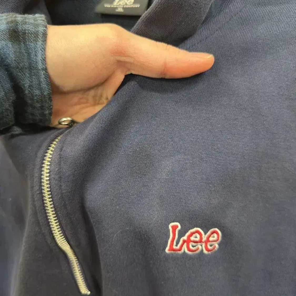 리 LEE 캐주얼 자수로고 반집업 후드티 XL A03332 상품이미지5