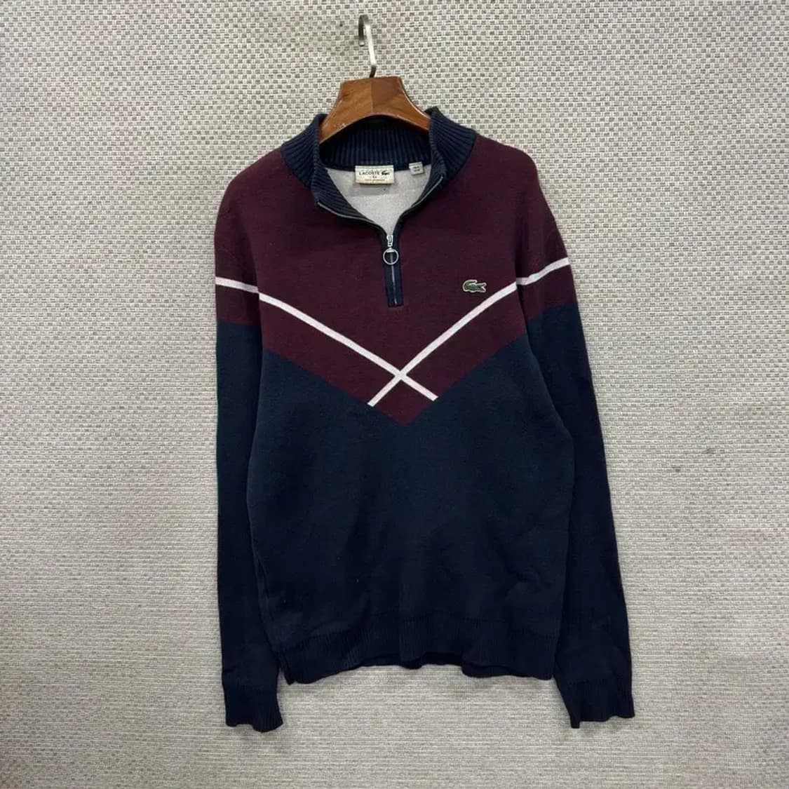 라코스테 캐주얼 자수로고 반집업 니트 M A03404 상품이미지1