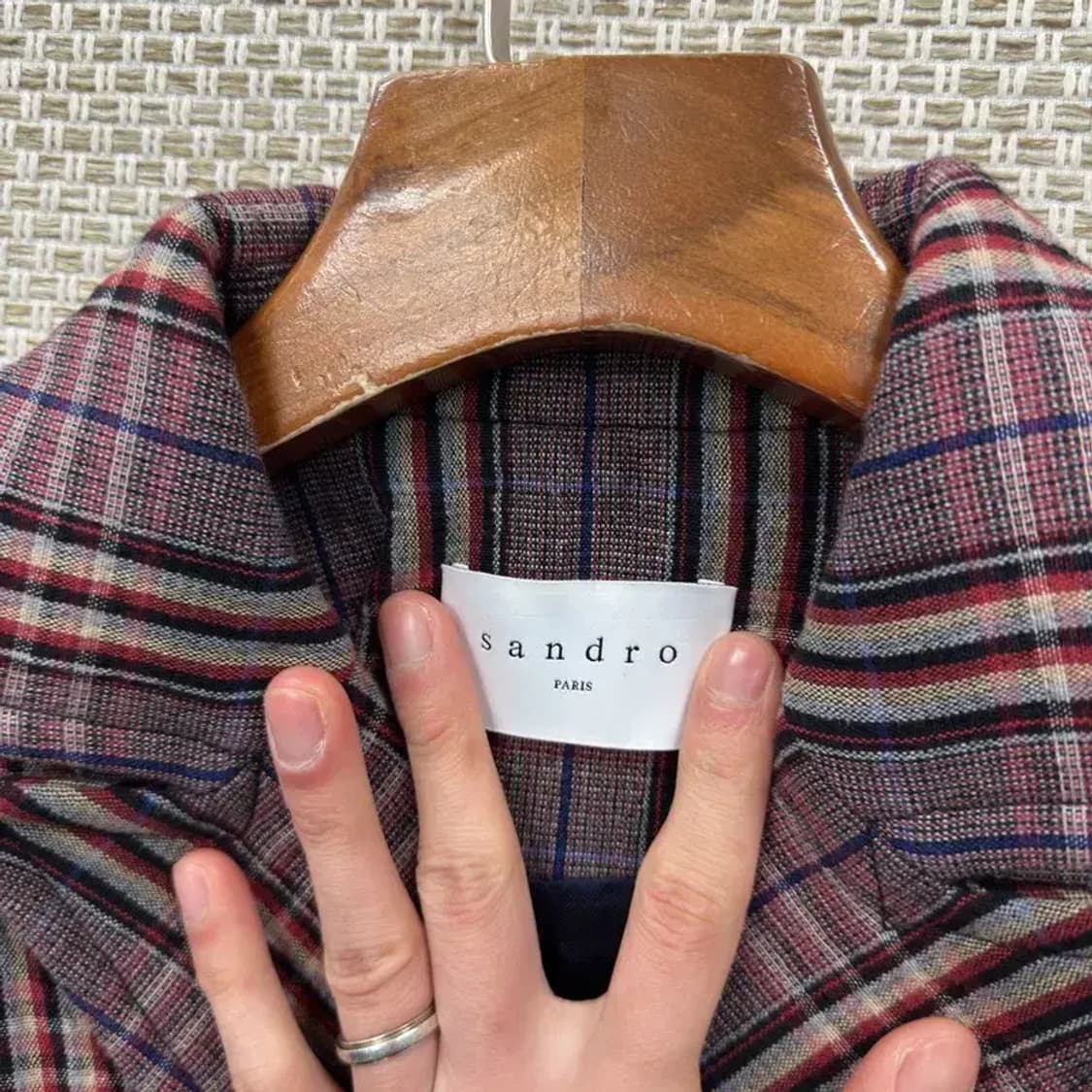 산드로 캐주얼 더블버튼 체크 코트 38 A03577 상품이미지3