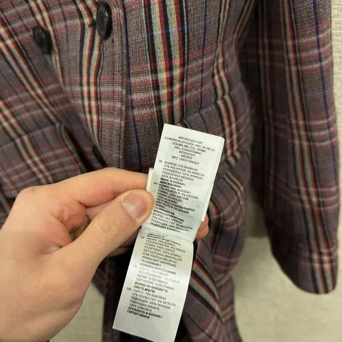 산드로 캐주얼 더블버튼 체크 코트 38 A03577 상품이미지4