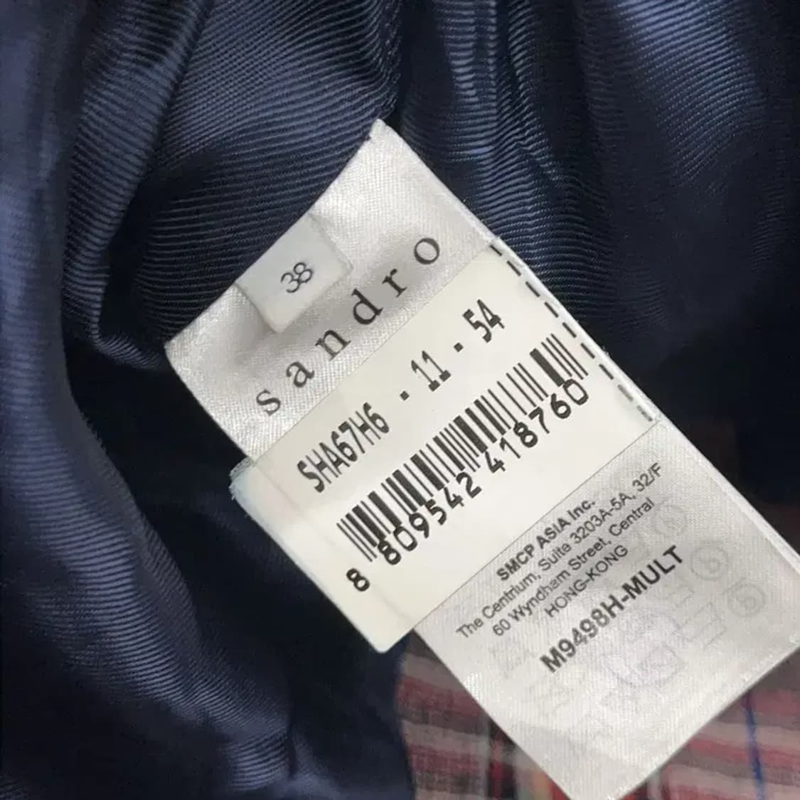 산드로 캐주얼 더블버튼 체크 코트 38 A03577 상품이미지5