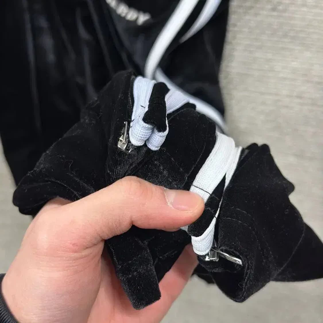 널디 자수로고 벨벳 트랙팬츠 밴딩 츄리닝바지 M A03601 상품이미지3