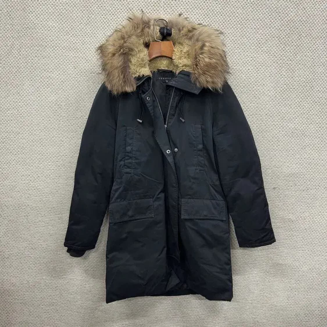 띠어리 캐주얼 라쿤퍼 롱 패딩 점퍼 S A04690 상품이미지1