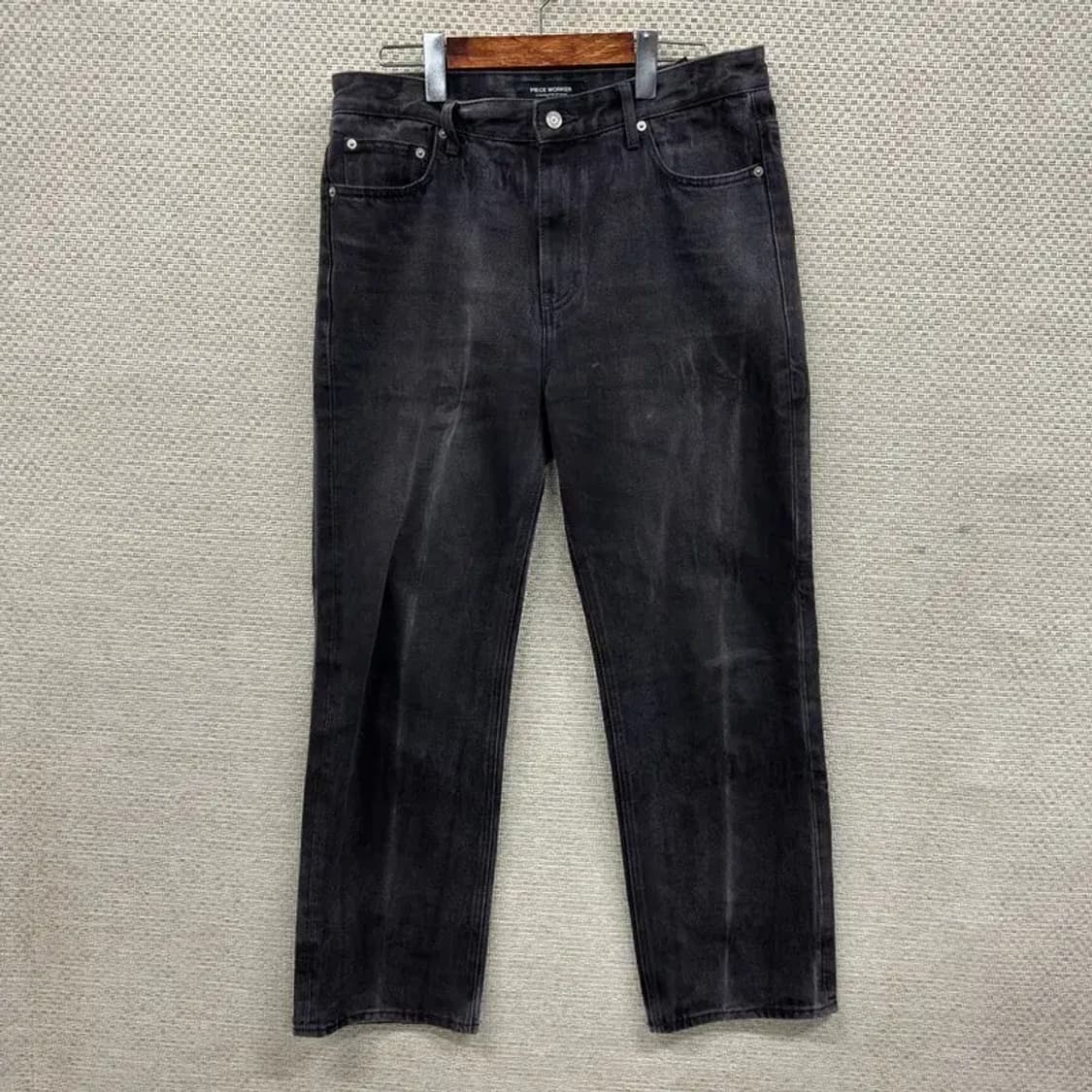 피스워커 빈티지 워싱 일자핏 흑청바지 32인치 A04724 상품이미지1