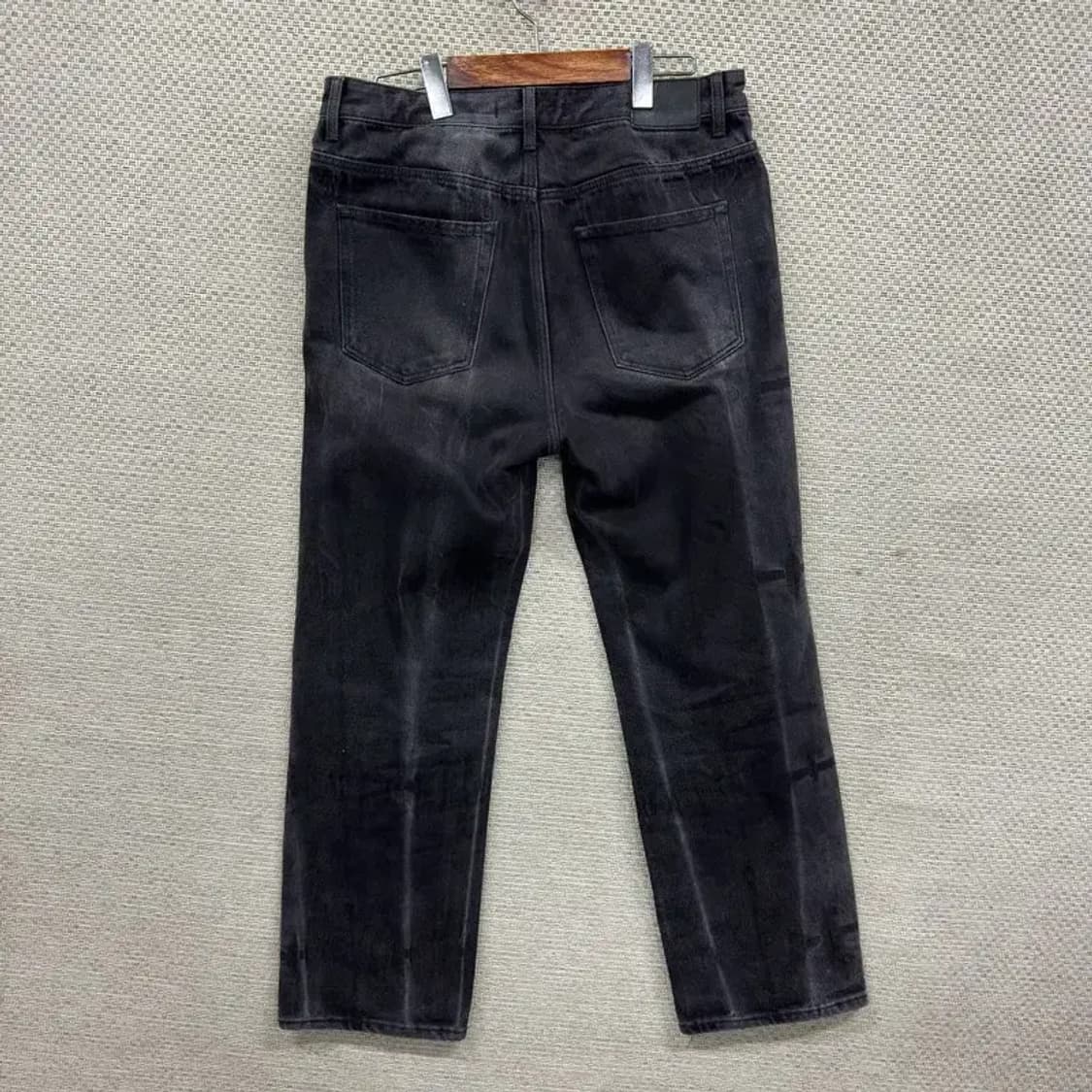 피스워커 빈티지 워싱 일자핏 흑청바지 32인치 A04724 상품이미지2