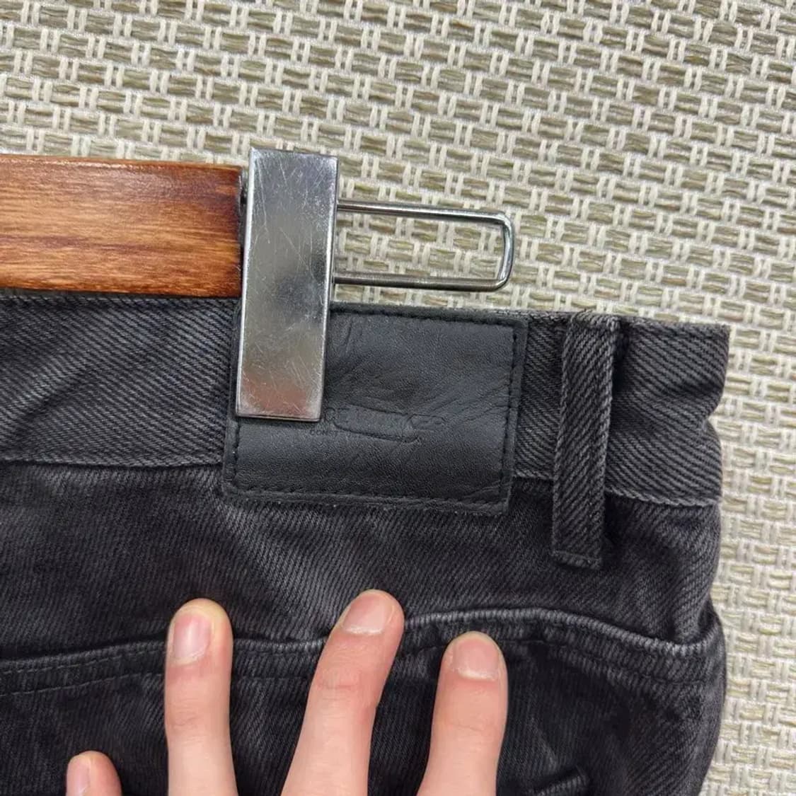 피스워커 빈티지 워싱 일자핏 흑청바지 32인치 A04724 상품이미지3