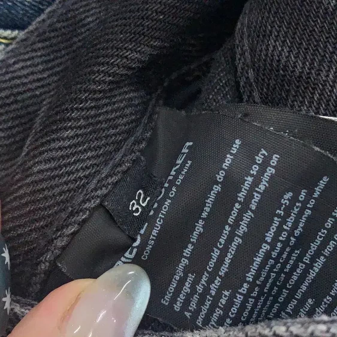 피스워커 빈티지 워싱 일자핏 흑청바지 32인치 A04724 상품이미지5