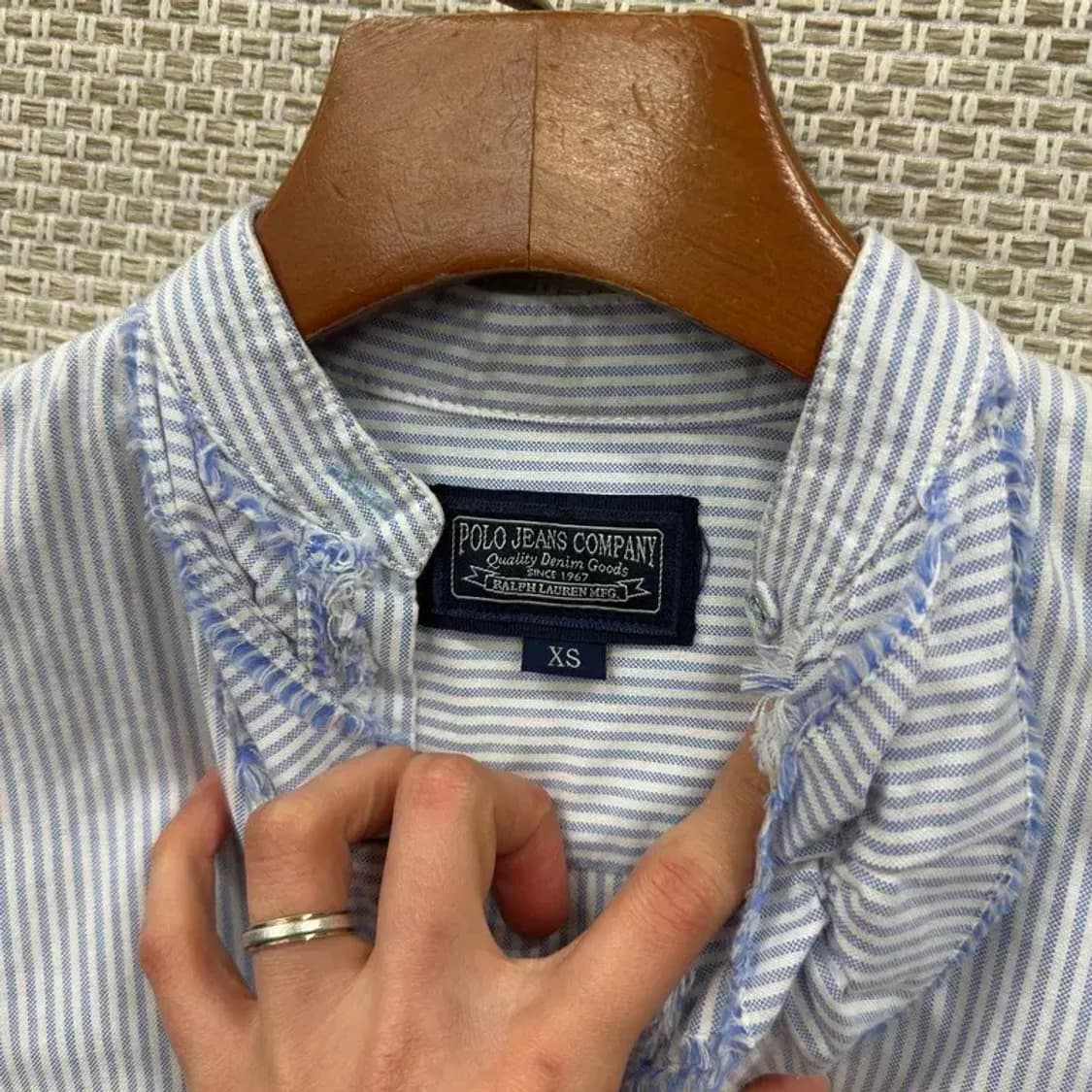폴로 랄프로렌 캐주얼 스트라이프 프릴 긴팔 셔츠 XS A04773 상품이미지3