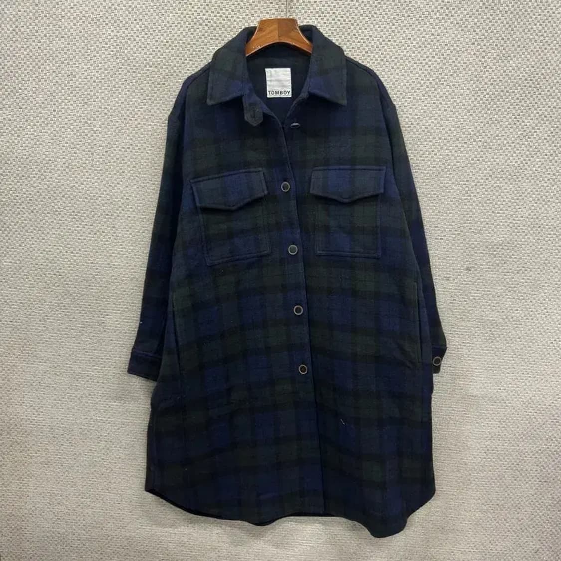 톰보이 캐주얼 체크 울 롱 코트 자켓 F A04929 상품이미지1