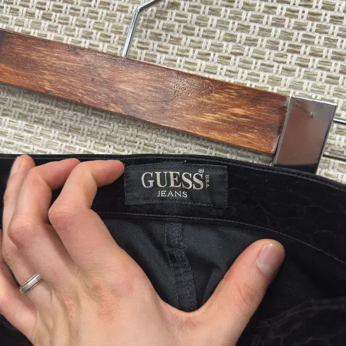 게스 레오파드 스웨이드 블랙진 흑청바지 27인치 A05036 상품이미지5