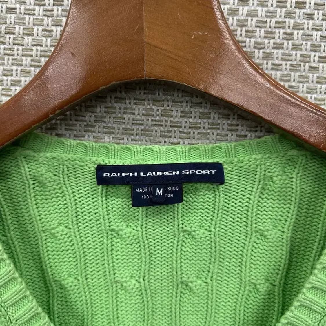 폴로 랄프로렌 자수로고 브이넥 꽈배기 니트 스웨터 M A05166 상품이미지3