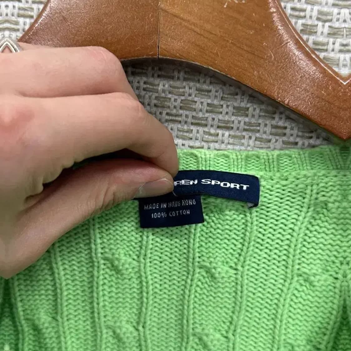 폴로 랄프로렌 자수로고 브이넥 꽈배기 니트 스웨터 M A05166 상품이미지4