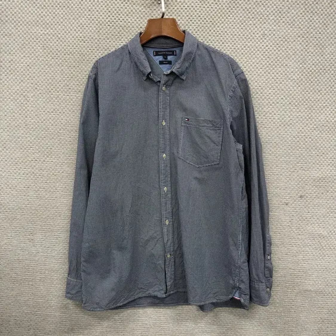 타미힐피거 캐주얼 자수로고 슬림핏 긴팔 셔츠 XL A05182 상품이미지1