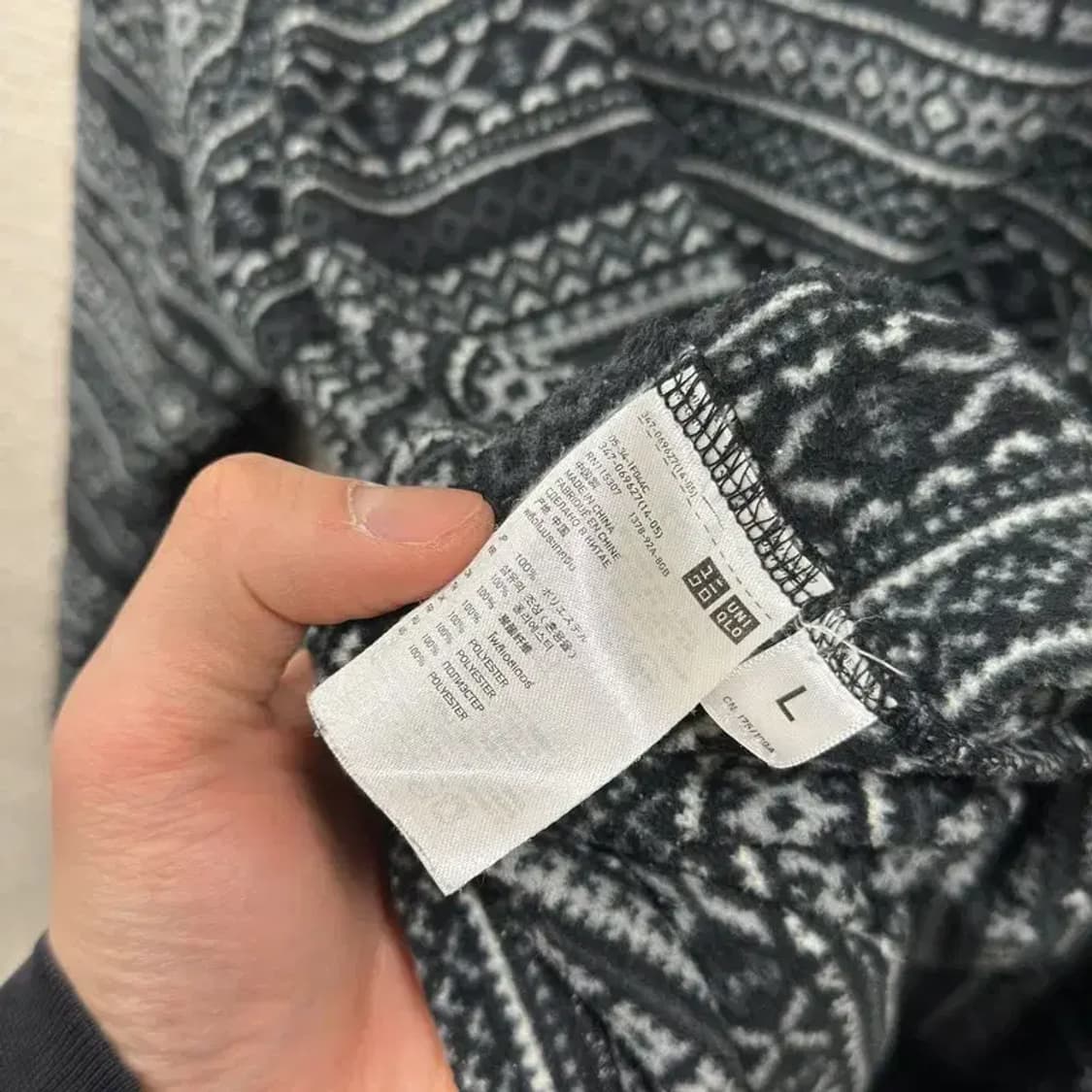 유니클로 캐주얼 노르딕 반집업 후리스 긴팔티 L A05274 상품이미지4