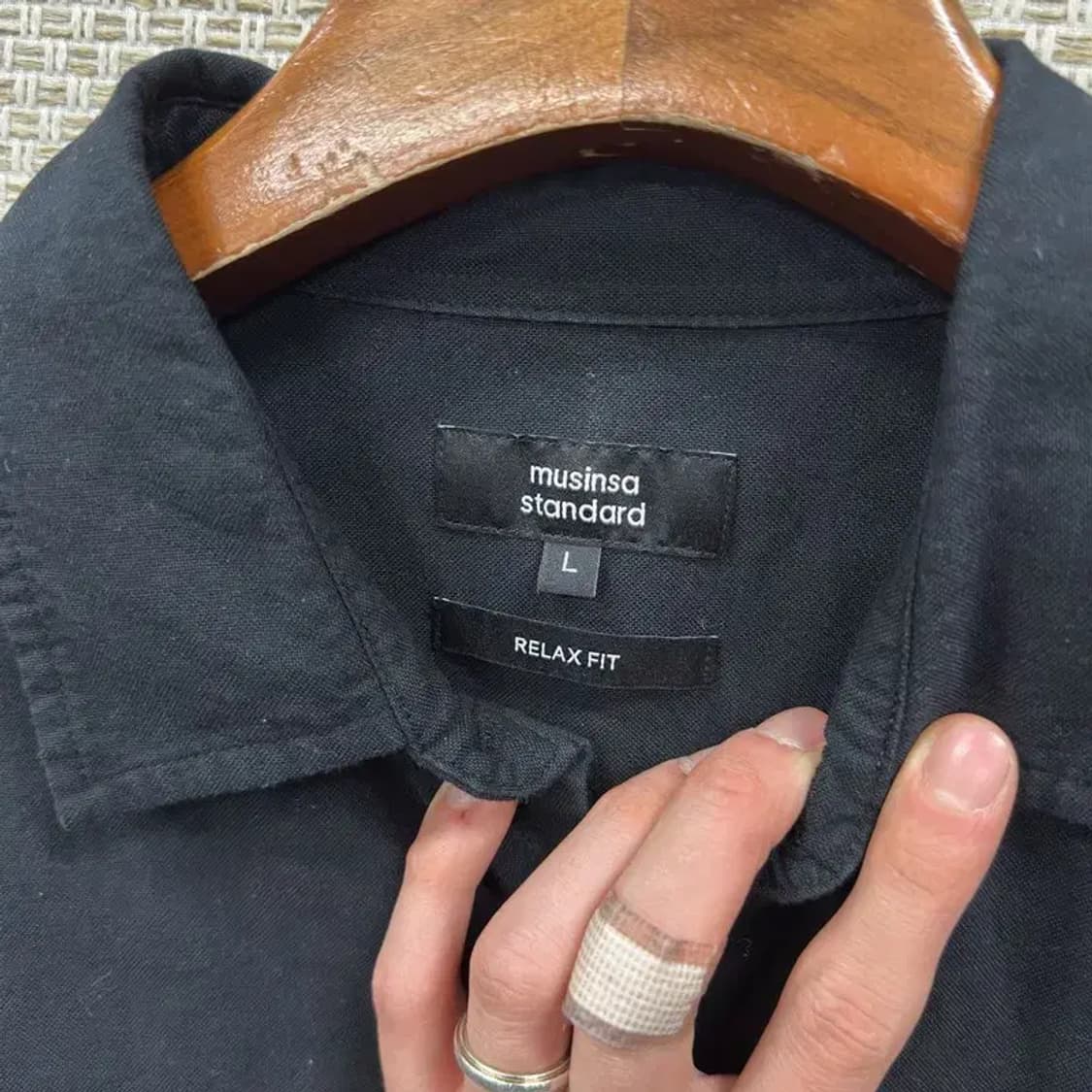 무신사스탠다드 캐주얼 블랙 긴팔 셔츠 L A05349 상품이미지3