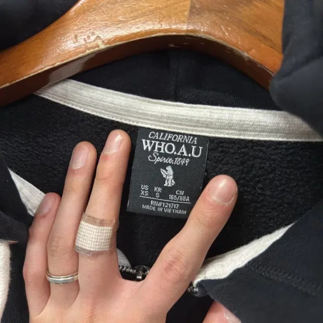 후아유 캐주얼 Y2K 오버핏 약기모 후드집업 S A05347 상품이미지3