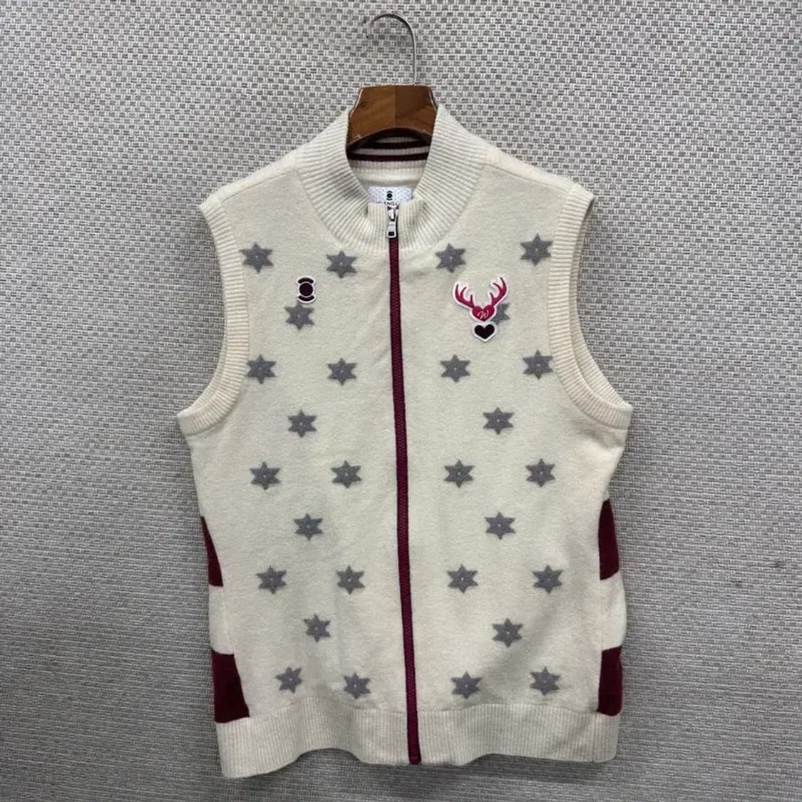 와이드앵글 골프 자수로고 방풍 울 니트 조끼 105 A05583 상품이미지1