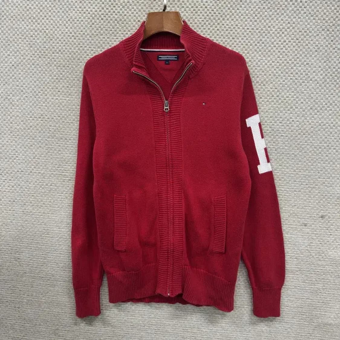 타미힐피거 캐주얼 자수로고 코튼 니트 집업 가디건 164 A05591 상품이미지1