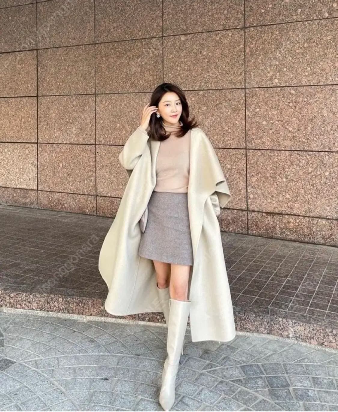 루흐 아디세떼흐 하엄지 케이프 숄 카라 코트 상품이미지2
