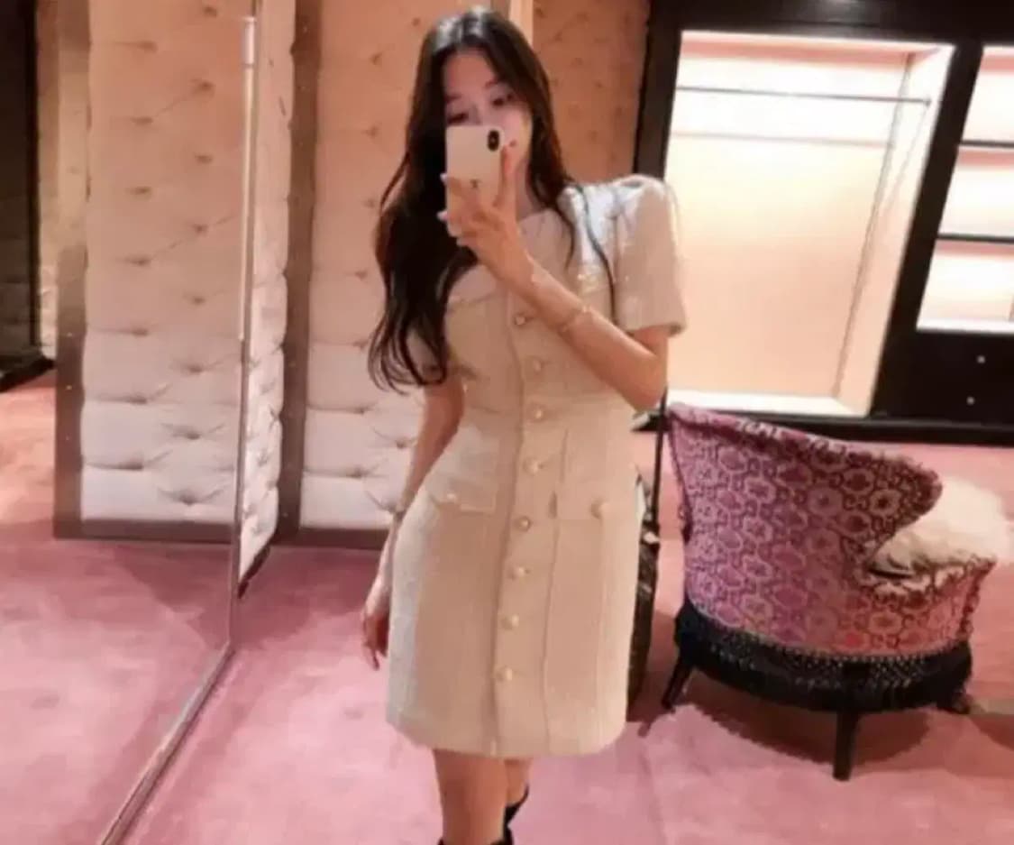 로즈팩토리 금장 트위드 원피스 S 상품이미지2