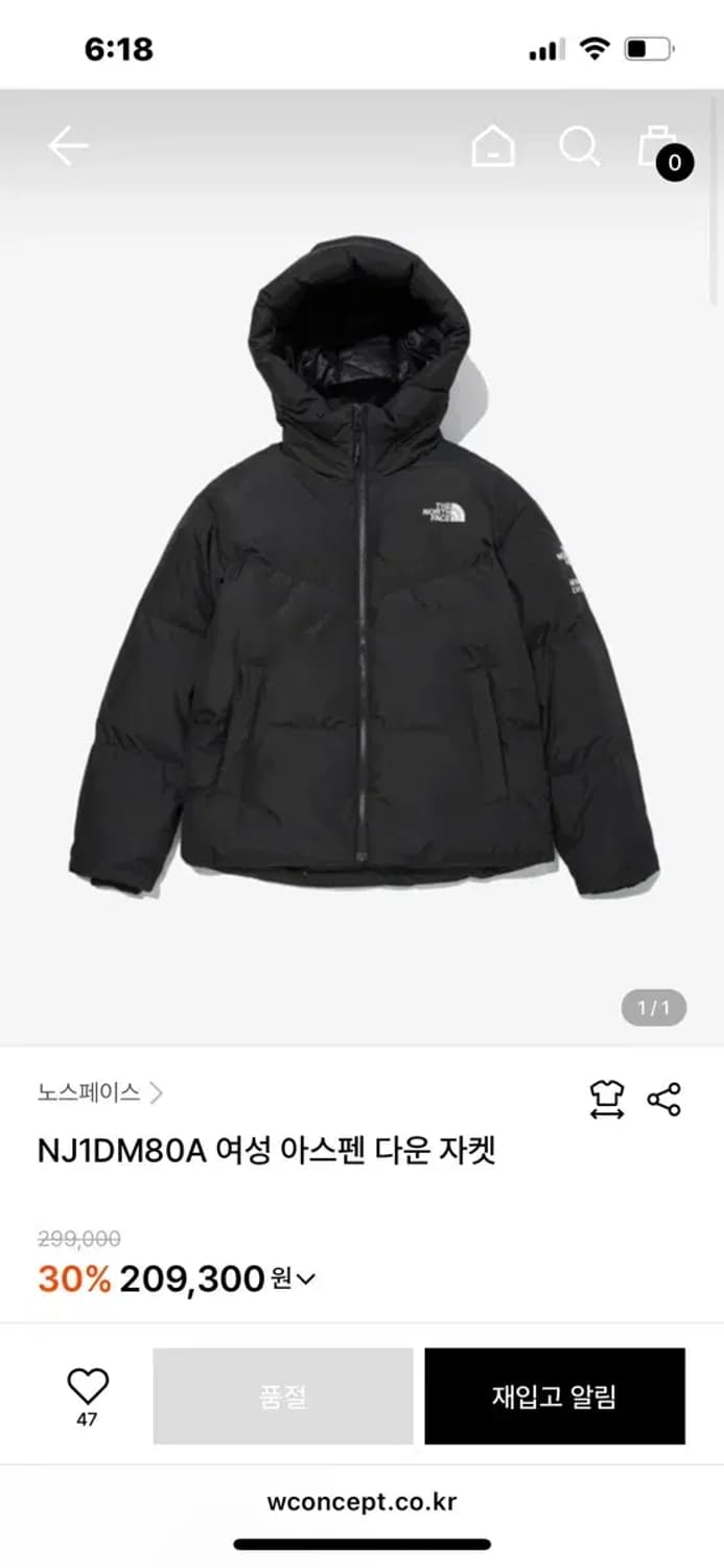 노스페이스 아스펜 다운자켓 상품이미지1