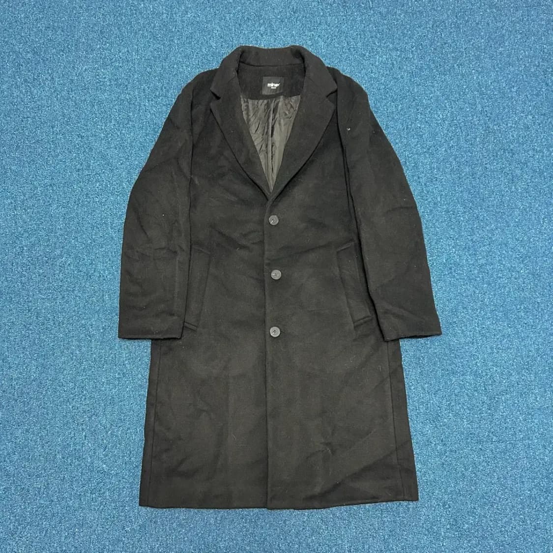 미나브 블랙 싱글 롱코트 상품이미지1