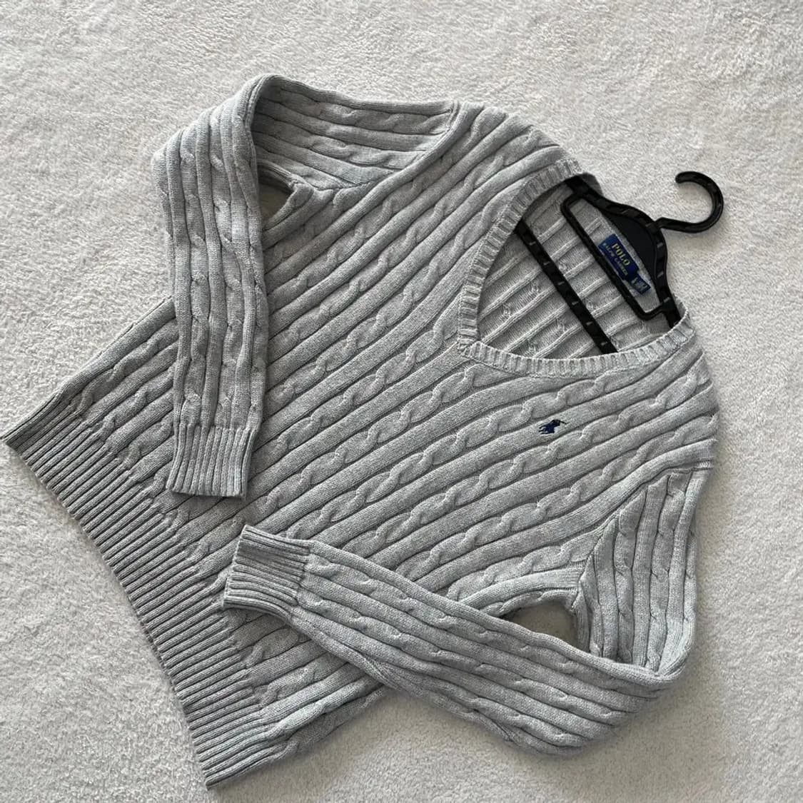 L 폴로 여성 꽈배기브이넥 니트 케이블 상품이미지3