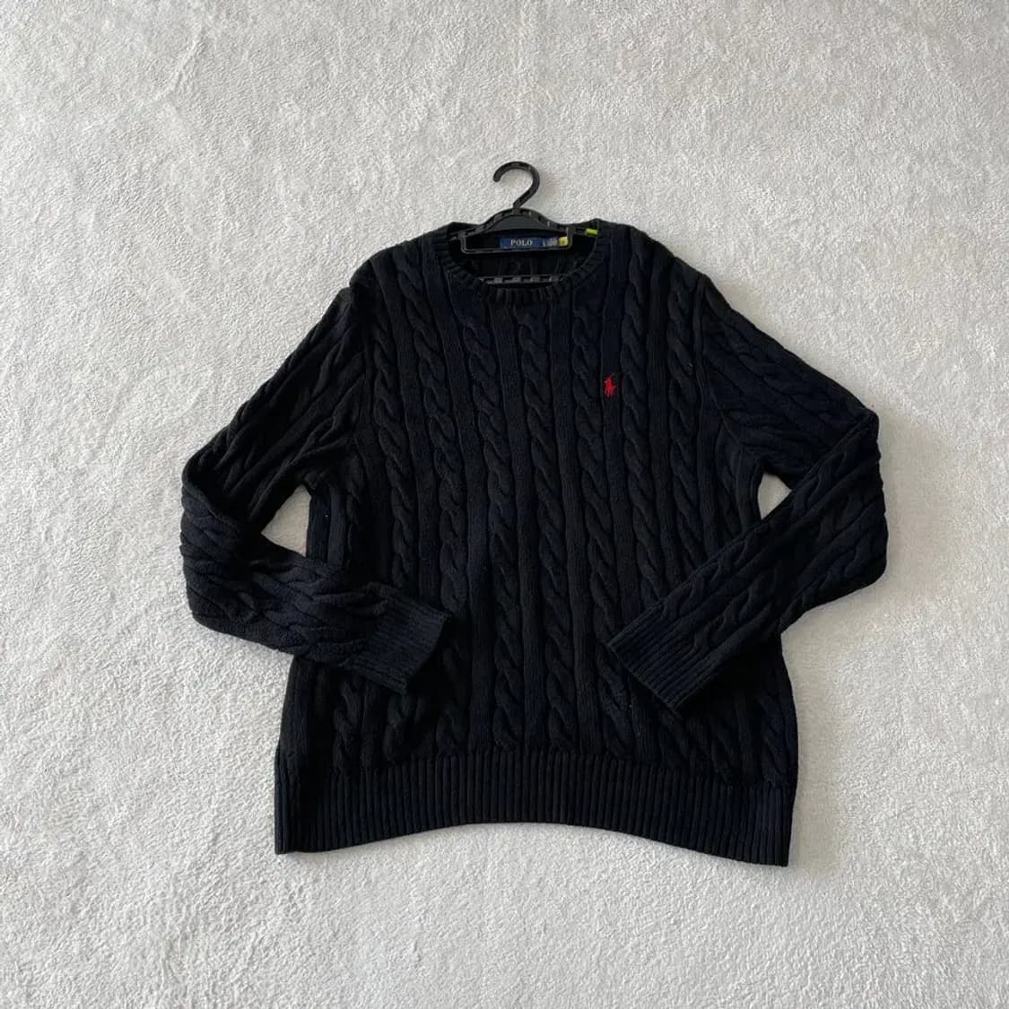 L 폴로 신형 남성 꽈배기 케이블 니트 블랙 상품이미지1